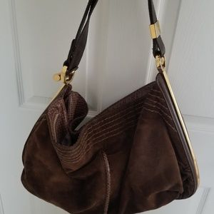 💯Jimmy Choo brown suede hobo